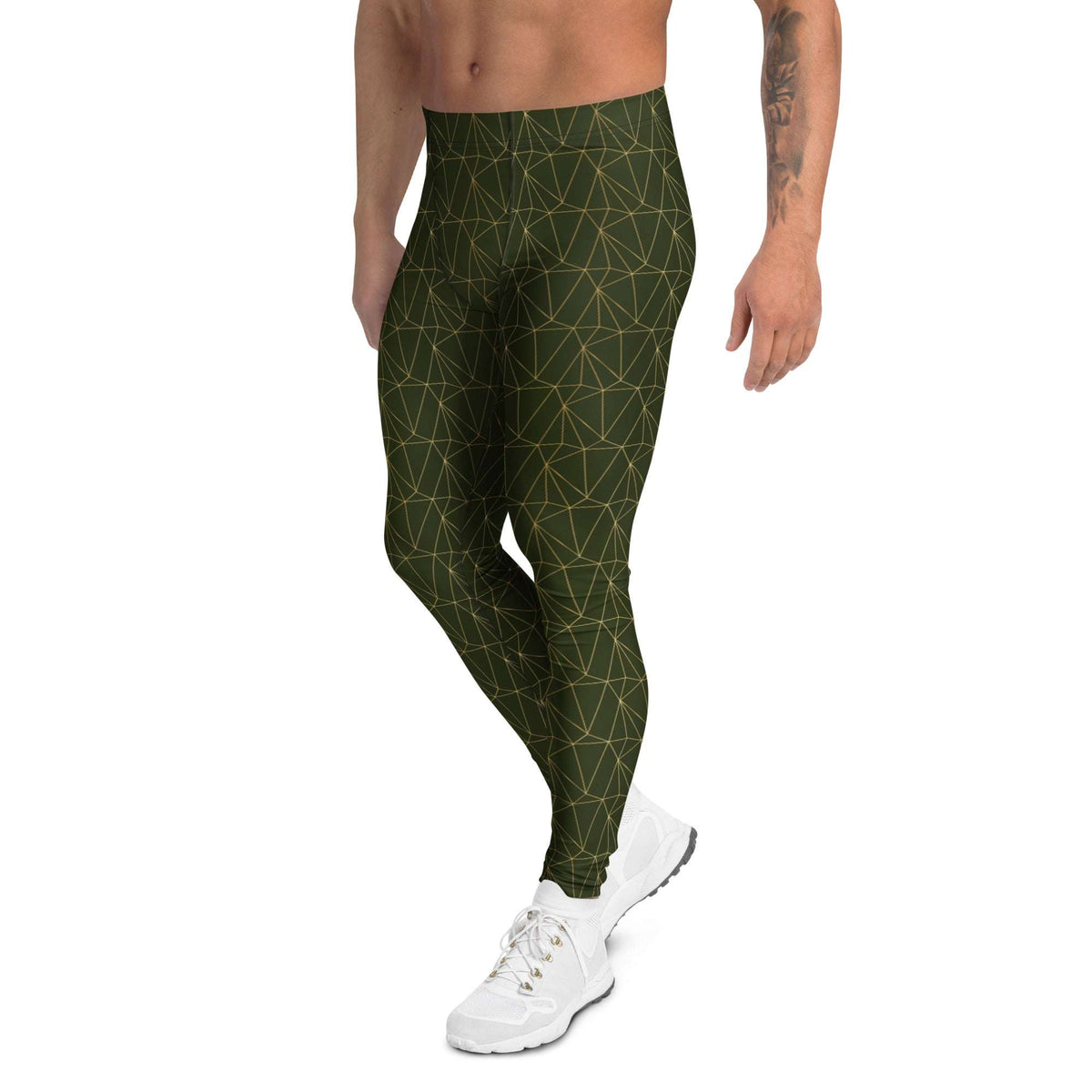 Stylish Modern Geometric Triangles Print Men's Athletic Leggings for Active Wear