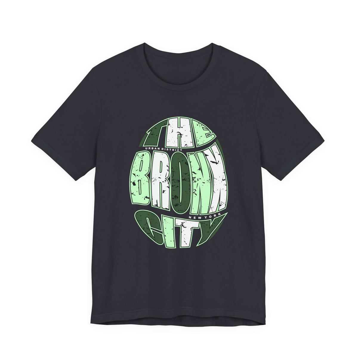 A black short-sleeve crewneck t-shirt featuring a distressed green and white graphic on the front that reads 'THE BRONX CITY'. Vintage NYC Urban Bronx City Graphic T-Shirt Casual Wear Shop Vintage NYC Urban Bronx City Graphic T-Shirt Casual Wear for a laid-back retro look that brings Bronx-inspired energy to any outfit. Elevate your wardrobe with Vintage NYC Urban Bronx City Graphic T-Shirt Casual Wear, blending classic city vibes with effortless comfort.