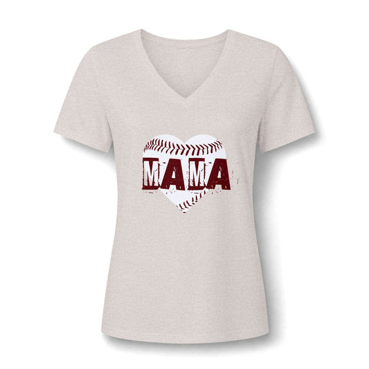 Baseball MAMA Graphic Women's V-Neck T-Shirt