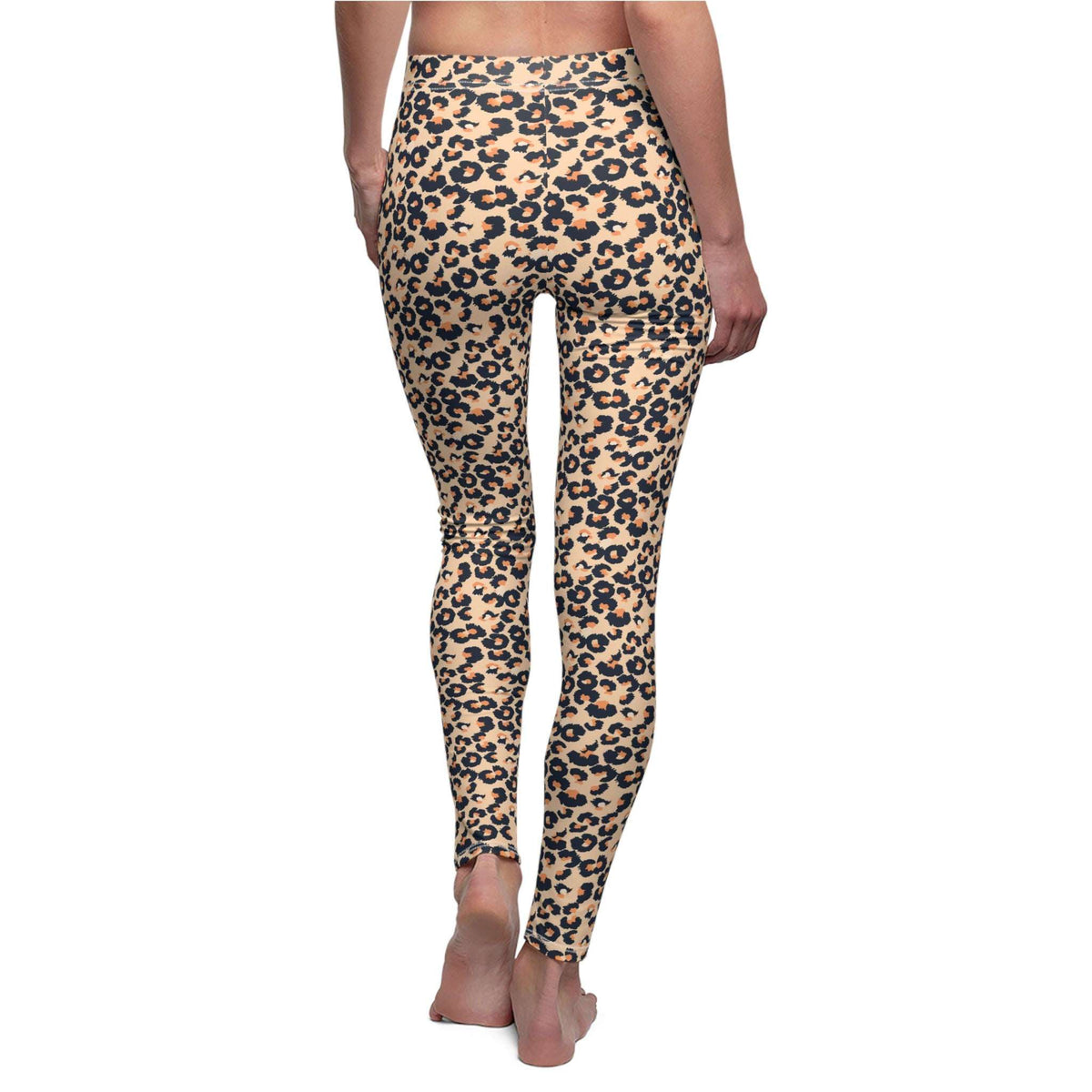 Rear view of a person wearing leopard-print leggings against a plain white background. Best Comfortable Leopard Print Women's Casual Leggings for Activewear