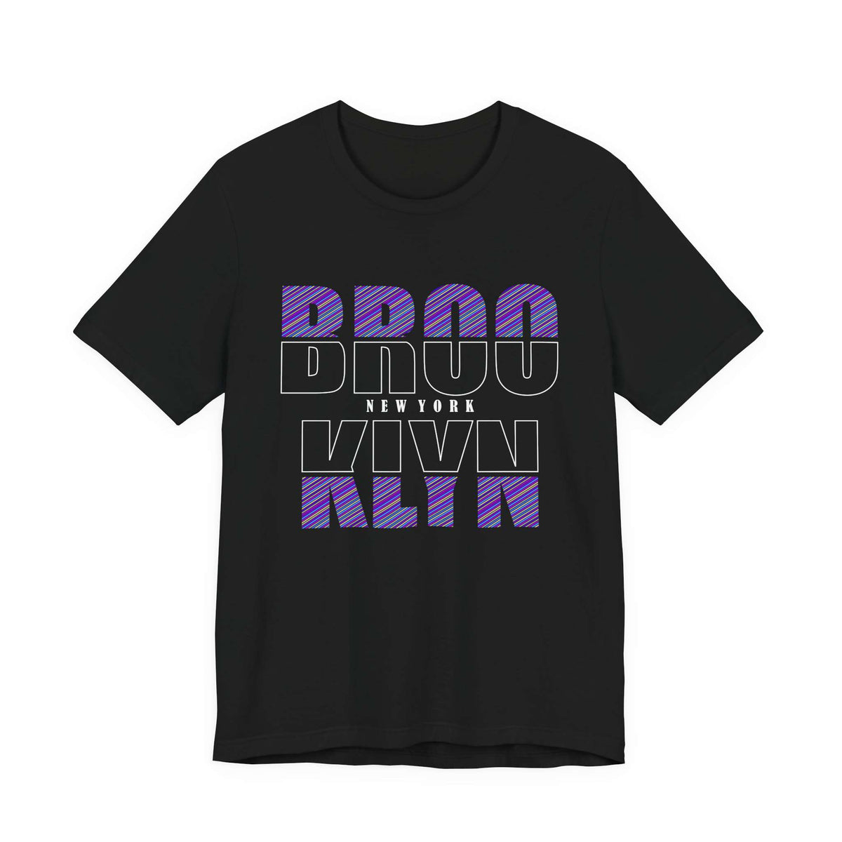 Black t-shirt with humorous text and graphic on a white background Brooklyn New York Typography Graphic T-Shirt Casual Wear