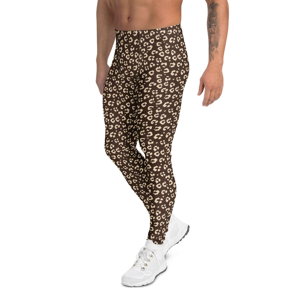 Buy Stylish Brown Leopard Print Men's Leggings for Active Wear for Sale Online