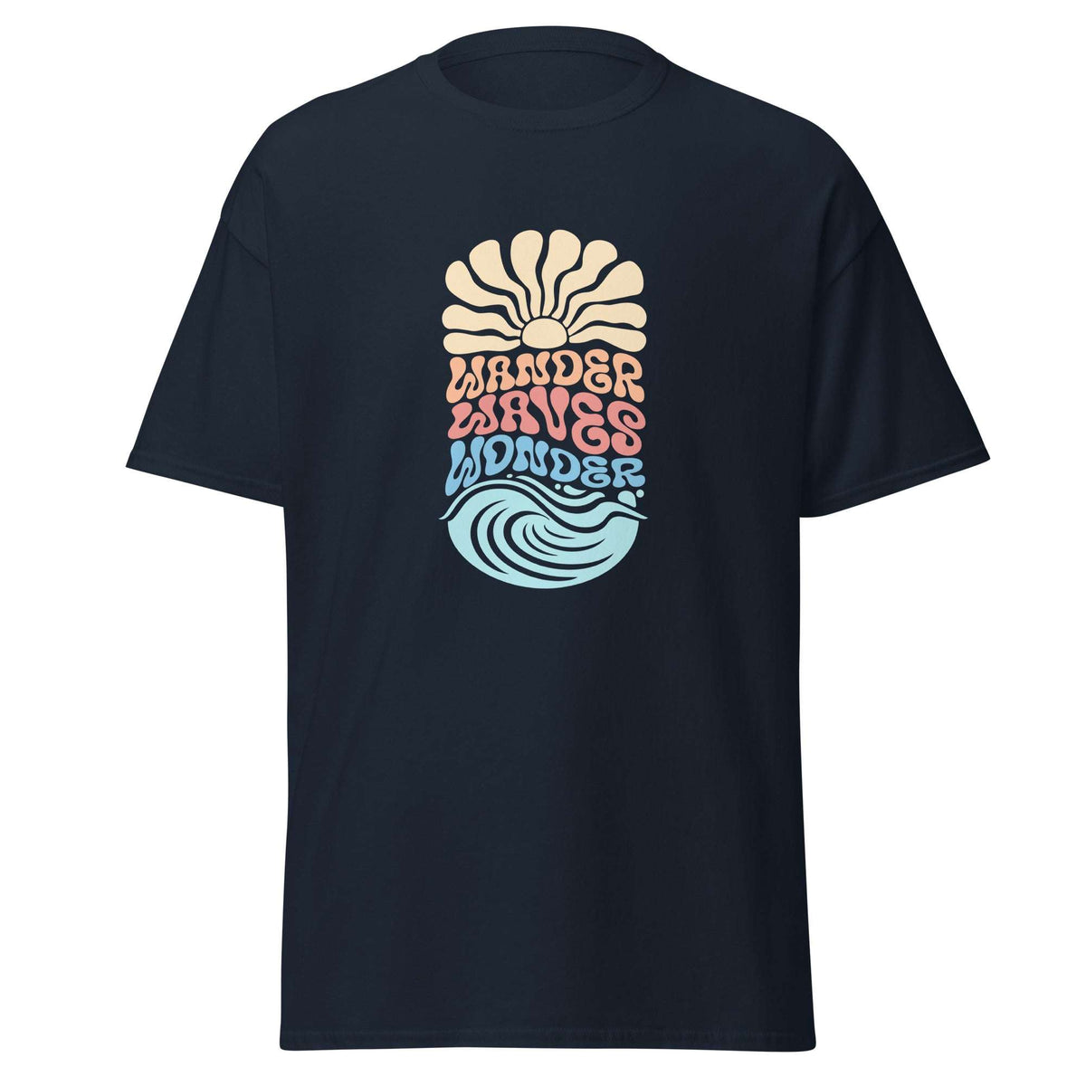 Casual Graphic T-Shirts Featuring Abstract Wave Patterns