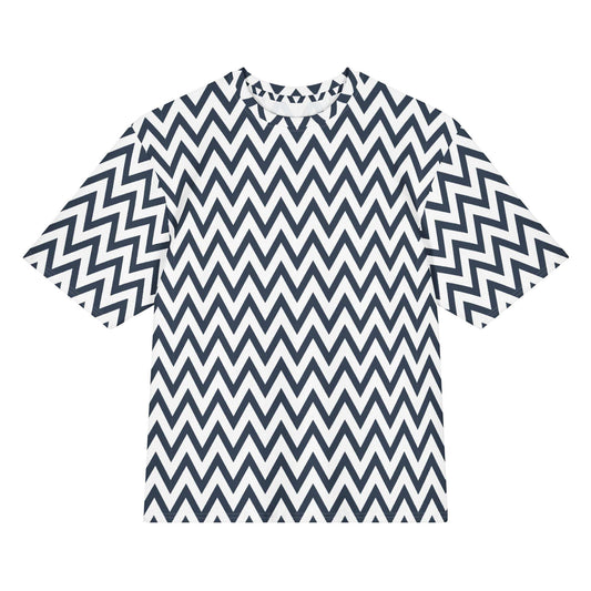 Chevron Zigzag Geometric Oversized Cotton T-Shirt
