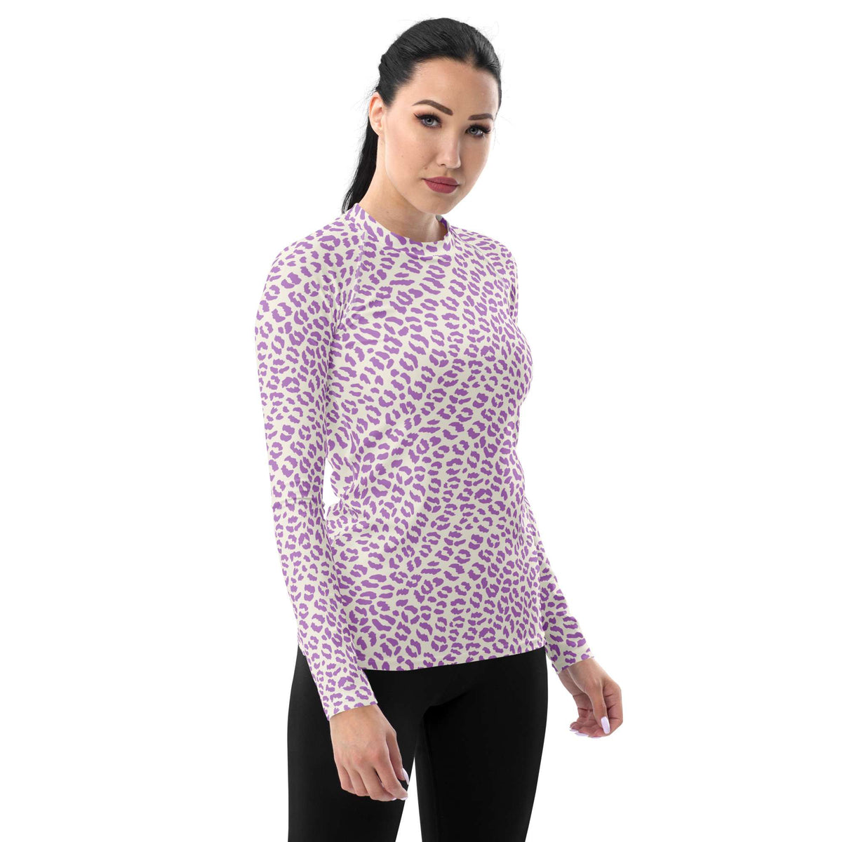 Chic Stylish Pink Leopard Print Women's Rash Guard for Sun Protection