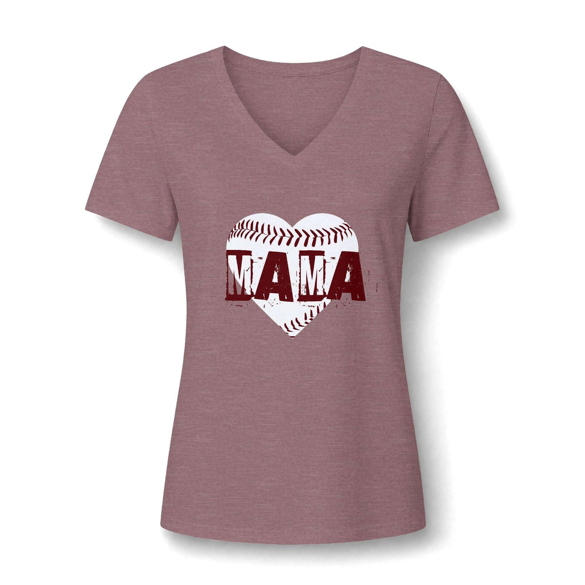 Comfortable Baseball MAMA Graphic Women's V-Neck T-Shirt