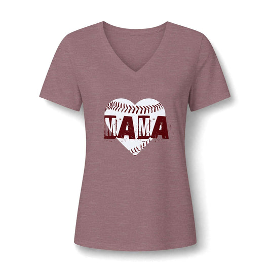 Comfortable Baseball MAMA Graphic Women's V-Neck T-Shirt