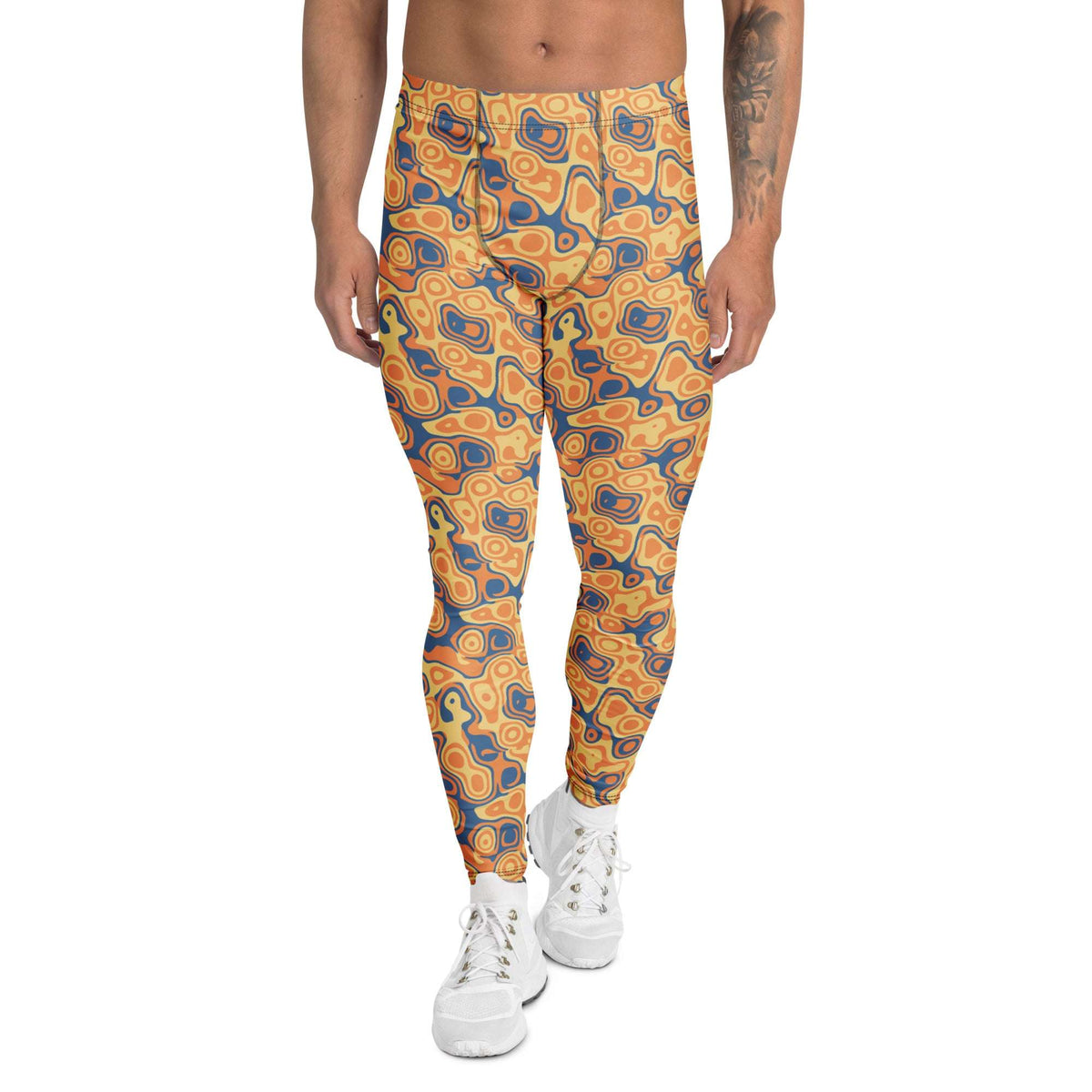 Comfortable Bold Retro Rounded Fluid Shapes Men's Athletic Leggings