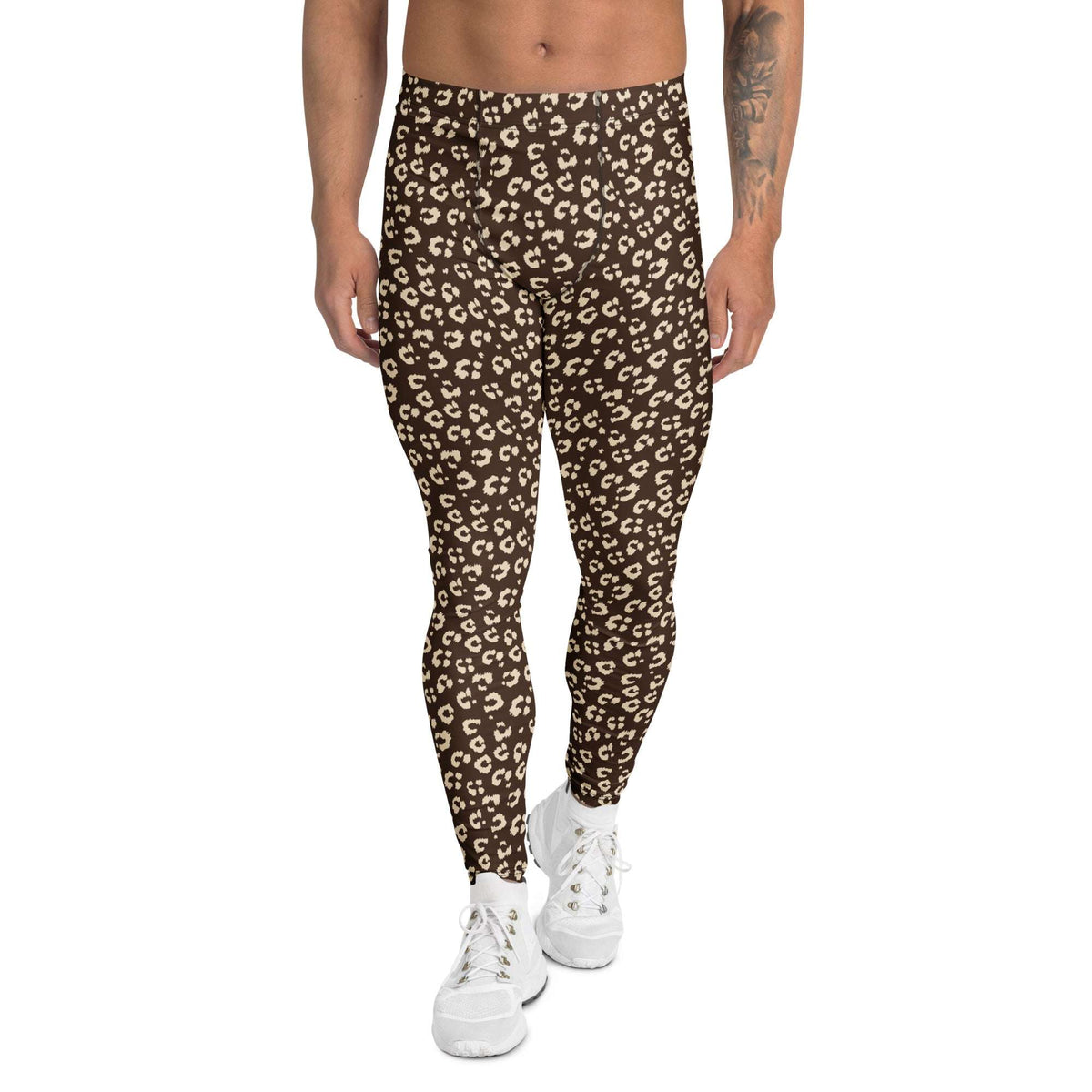 Comfortable Brown Leopard Print Leggings for Men's Workout Sessions
