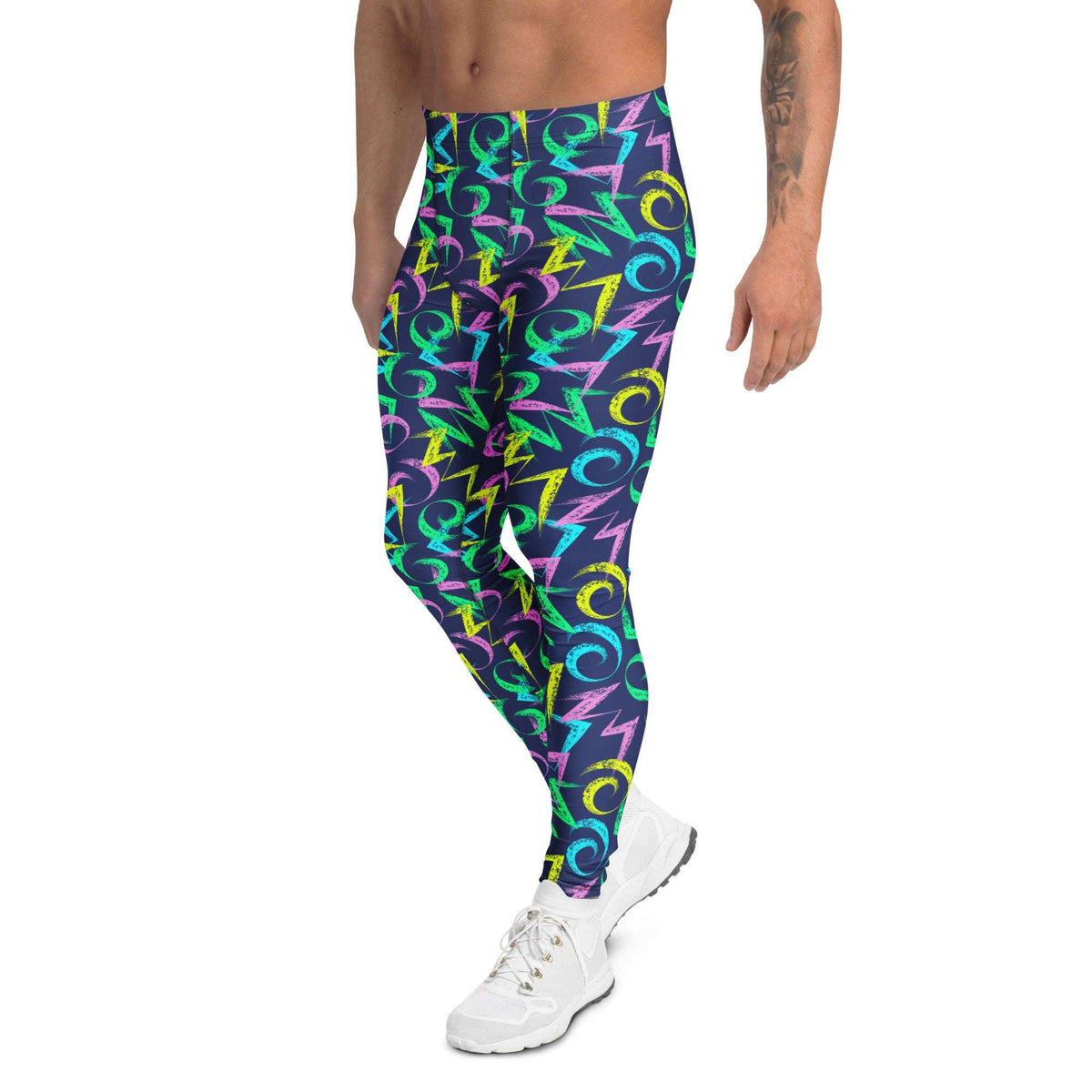 Comfortable Men’s Athletic Leggings with Edgy Grunge Prints