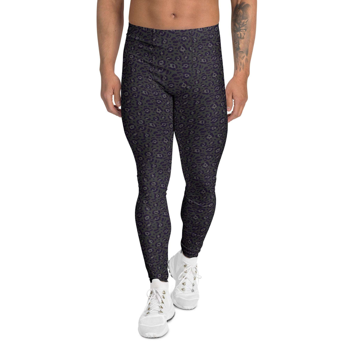 Comfortable Men's Leggings Black Leopard Print