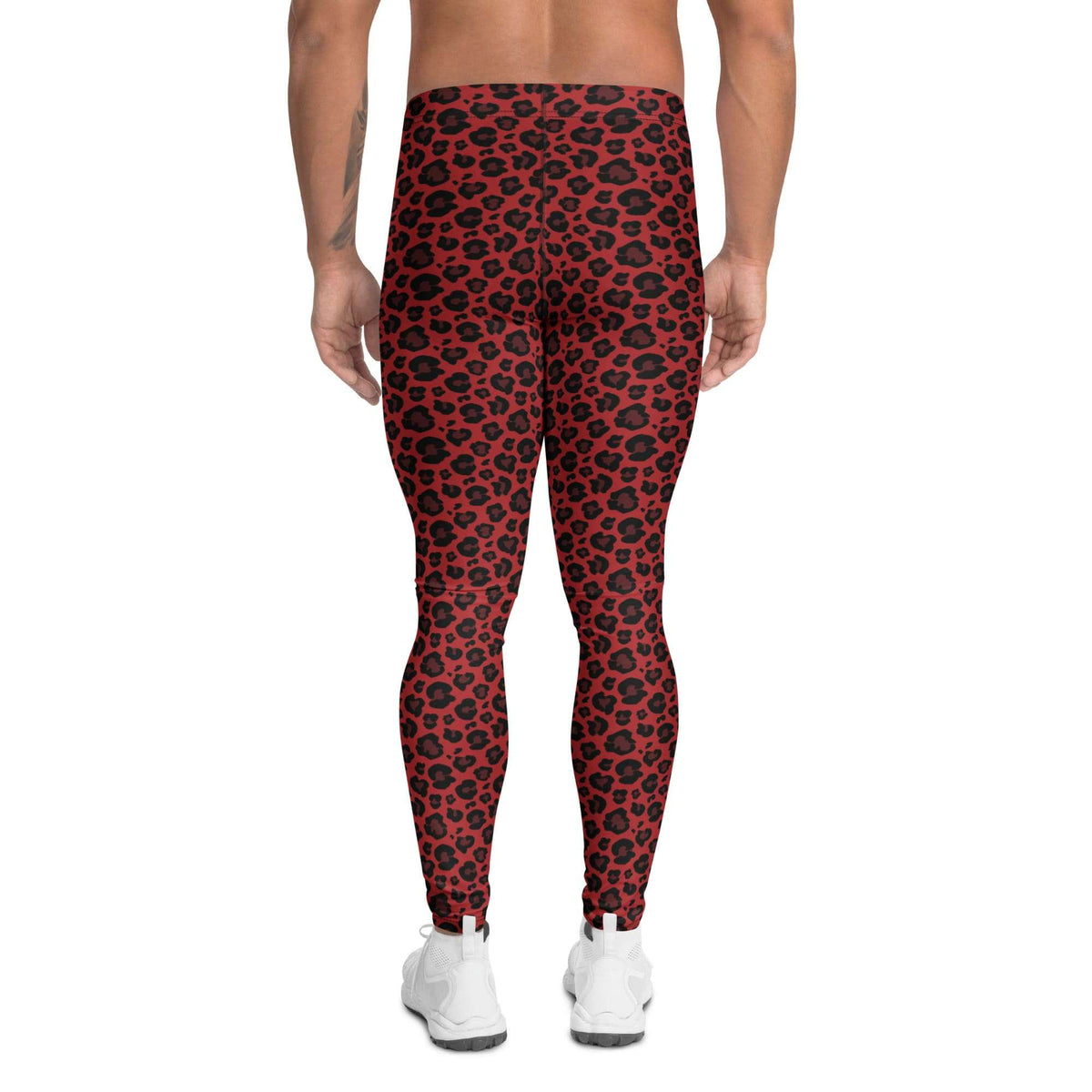 Comfortable Men's Leggings with Bold Red Leopard Print