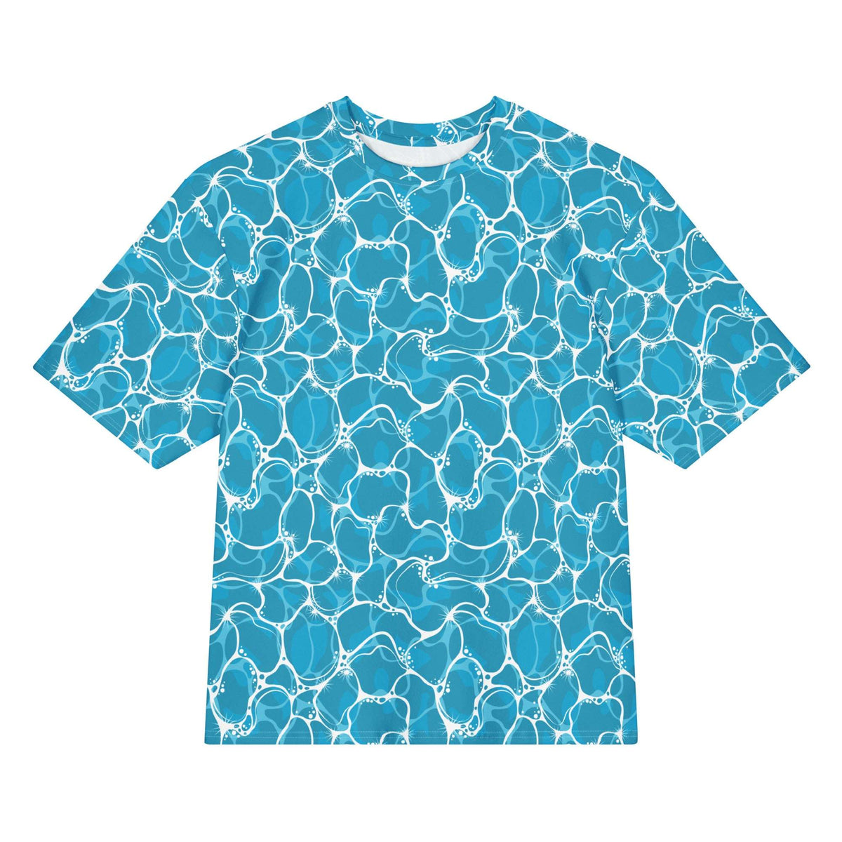 Comfortable Oversized Cotton T-Shirt Featuring Tropical Water Patterns