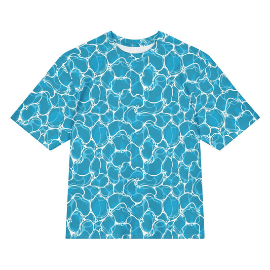 Comfortable Oversized Cotton T-Shirt Featuring Tropical Water Patterns