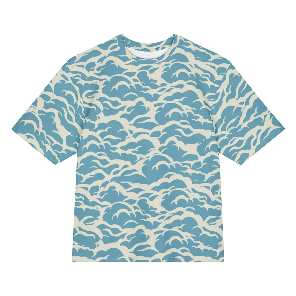 Comfortable Oversized Cotton T-Shirt in Sea Waves for Casual Wear
