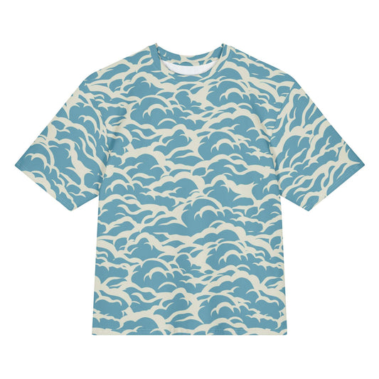 Comfortable Oversized Cotton T-Shirt in Sea Waves for Casual Wear