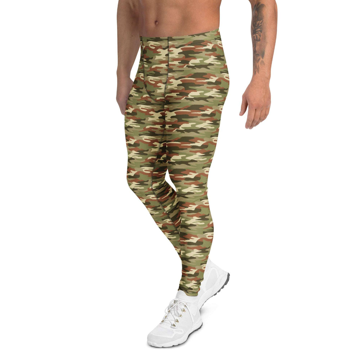 Durable Comfortable Desert Camouflage Print Men's Athletic Leggings for Activewear