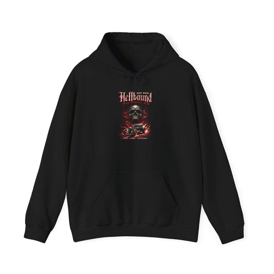 Edgy Gothic Pullover Hoodie with Hot Rod Skull