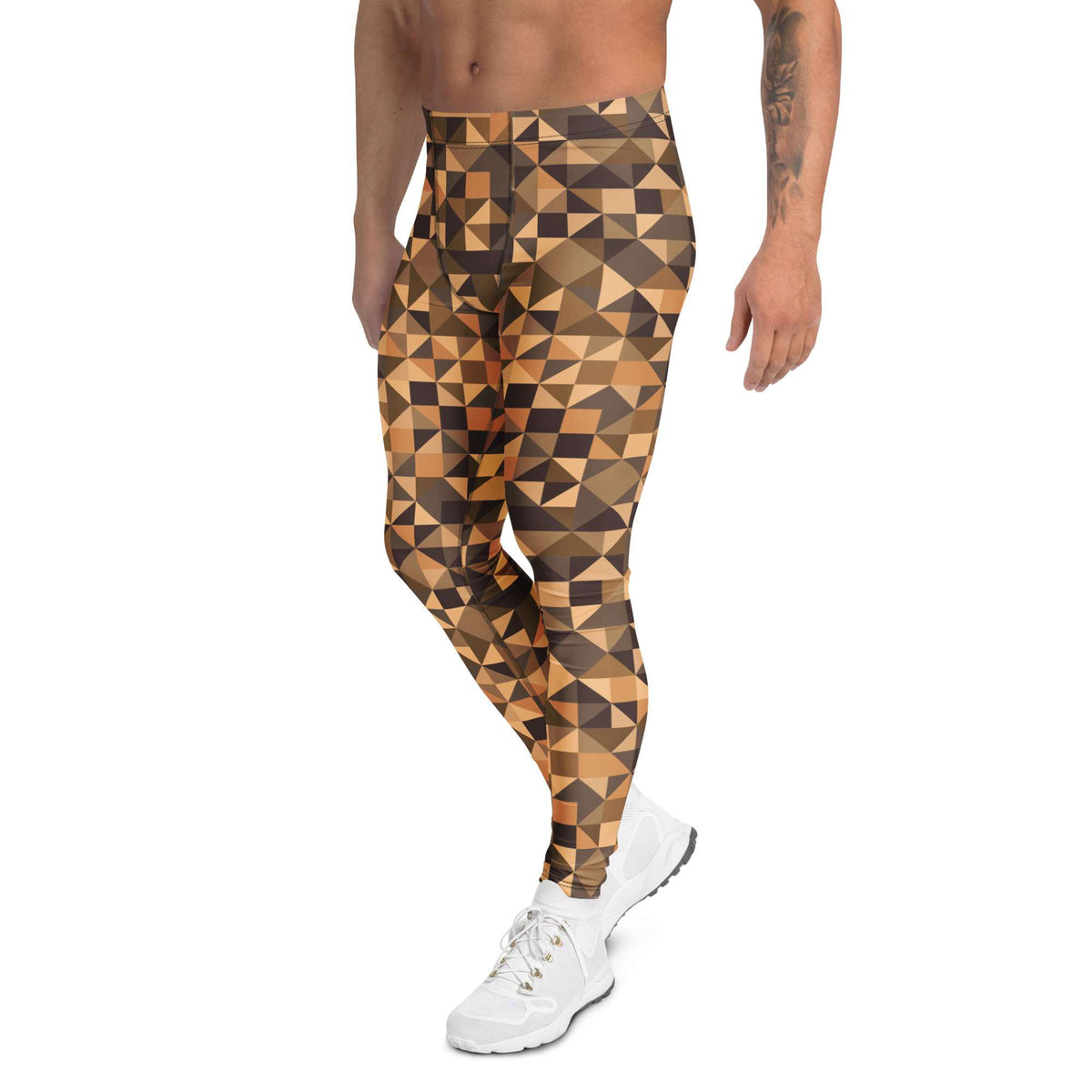 Geometric Triangle Print for Men’s Athletic Wear Leggings