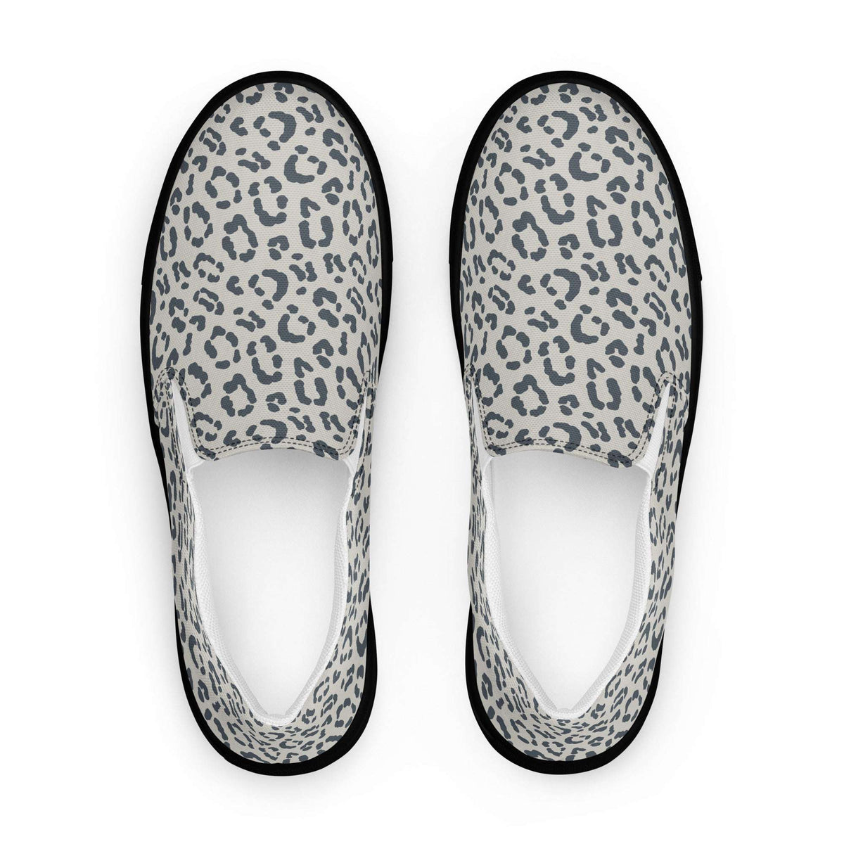 Gray Leopard Print Men's Slip-On Canvas Shoes