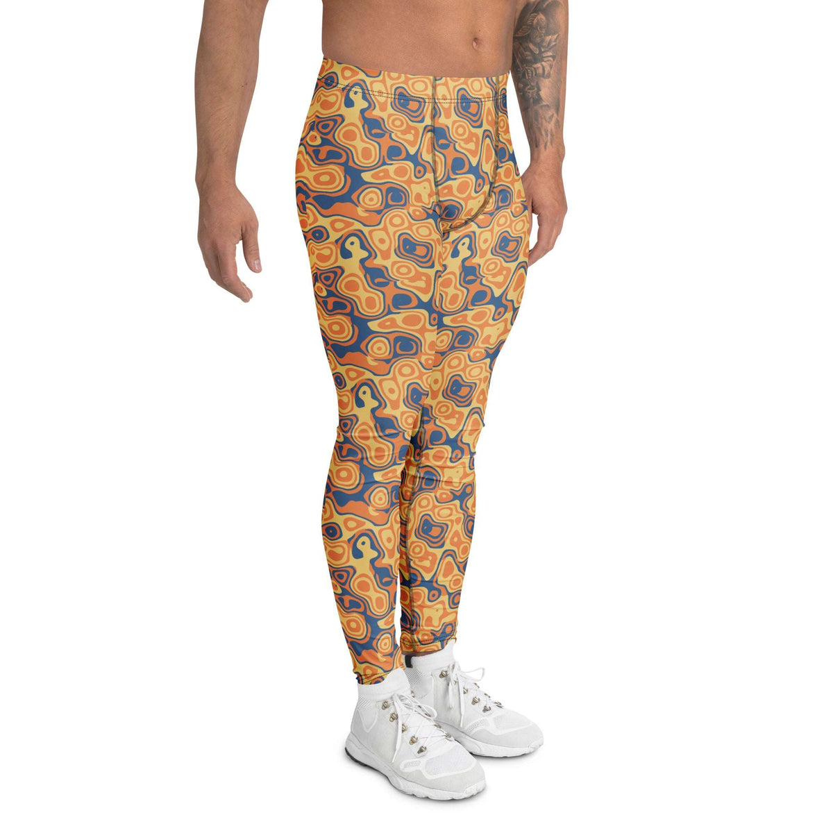 Modern Comfortable Bold Retro Rounded Fluid Shapes Men's Athletic Leggings