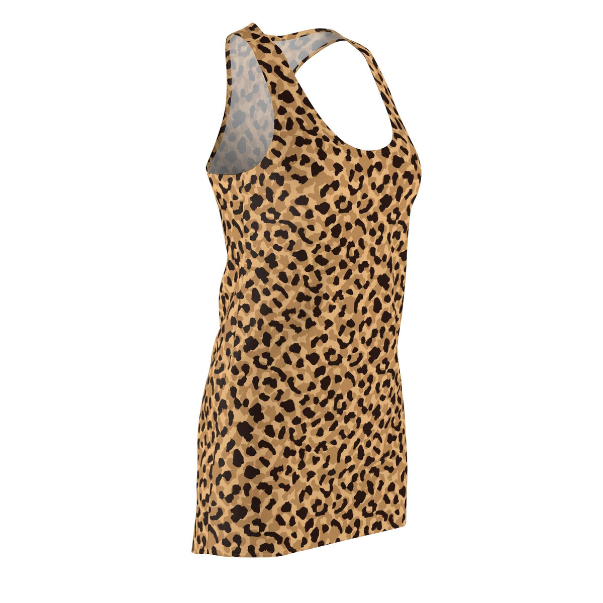 Soft Comfortable Bold Brown Leopard Print Women's Racerback Dress Casual Wear