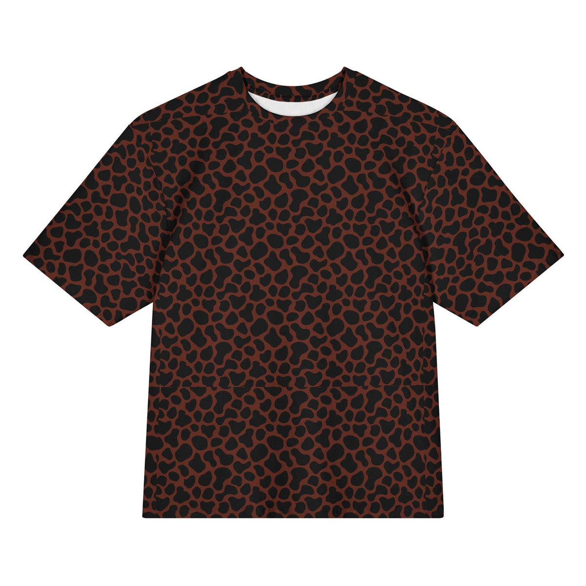 Stylish Brown Giraffe Print Oversized Cotton T-Shirt for Casual Wear