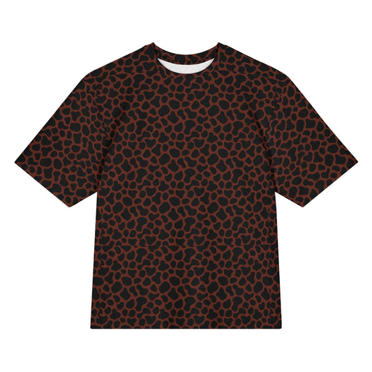 Stylish Brown Giraffe Print Oversized Cotton T-Shirt for Casual Wear