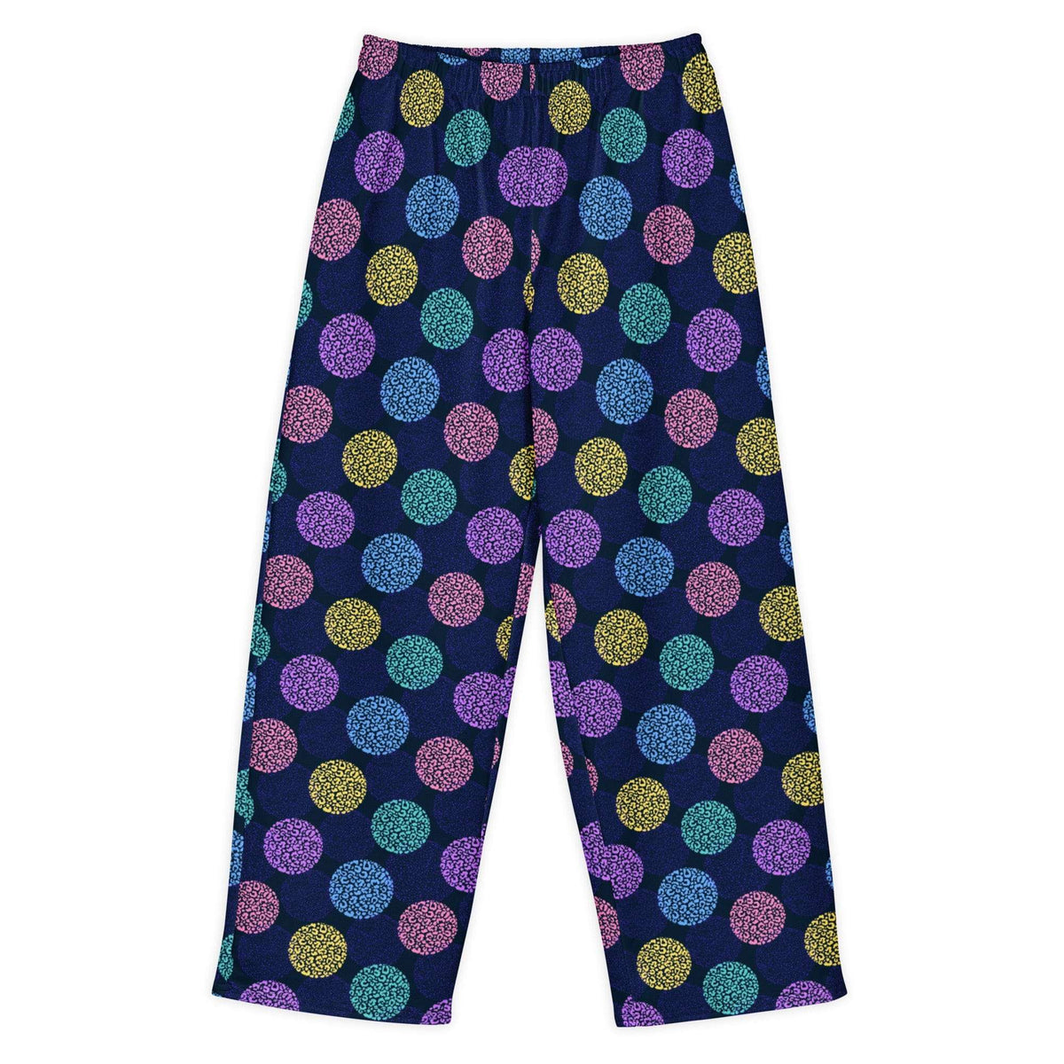 Stylish Colorful Leopard Print Circles Wide-Leg Pants for Modern Style