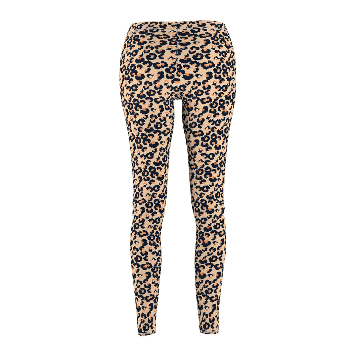 Beige leopard print leggings shown from the back on a plain white background. Stylish Comfortable Leopard Print Women's Casual Leggings for Activewear