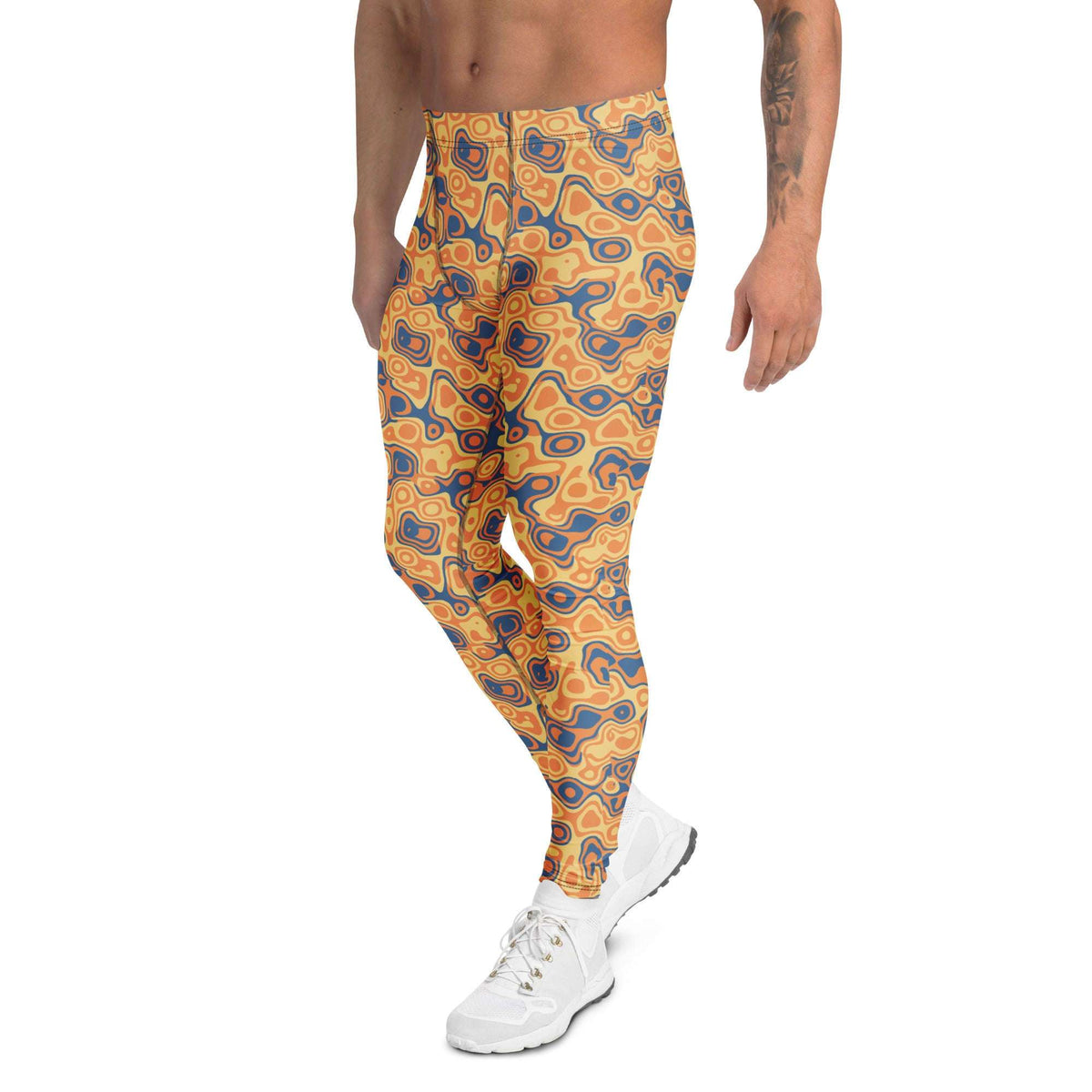 Stylish Functional Comfortable Bold Retro Rounded Fluid Shapes Men's Athletic Leggings