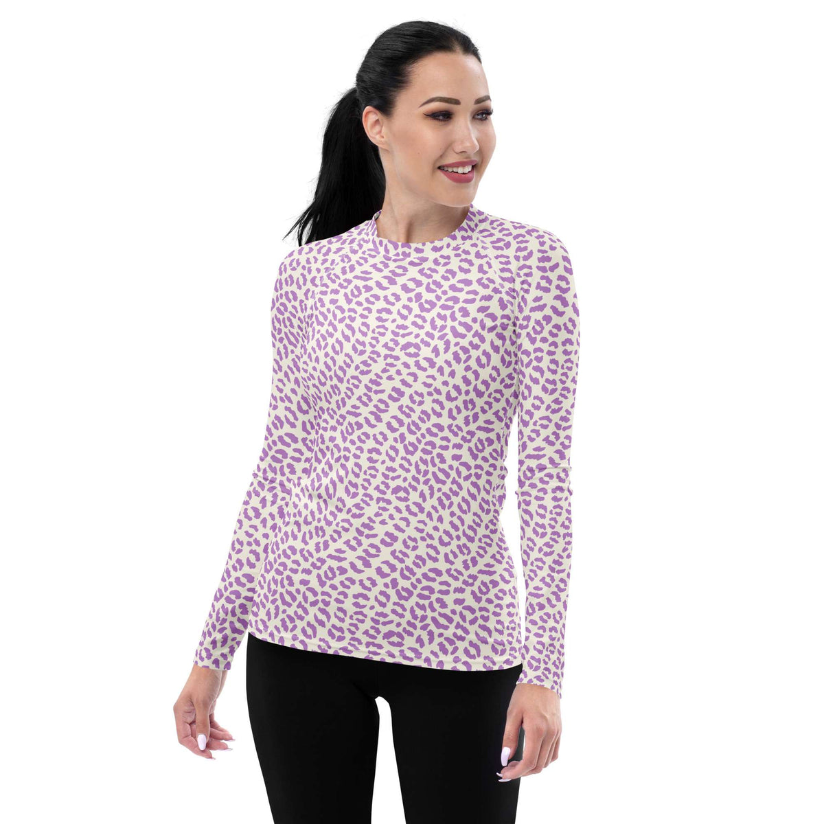 Stylish Pink Leopard Print Women's Rash Guard