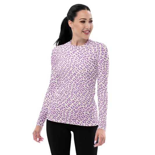 Stylish Pink Leopard Print Women's Rash Guard