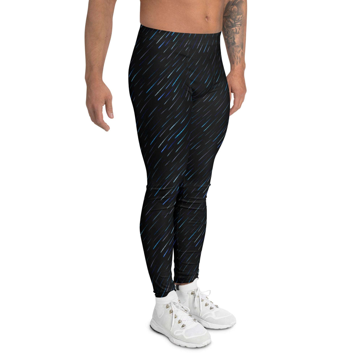 Stylish Vibrant Colorful Rain Stripes Men's Leggings for Athletic Comfort