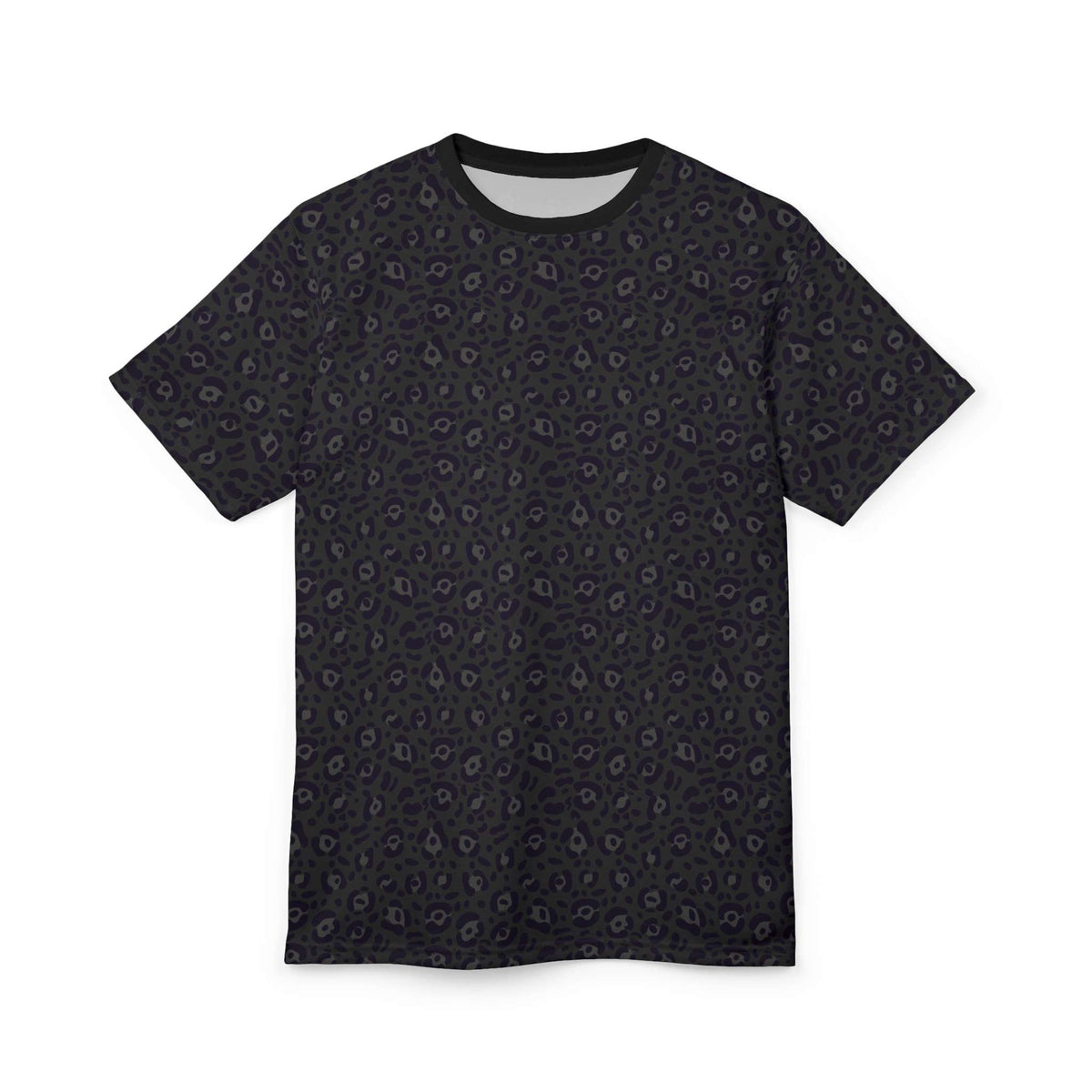 Black t-shirt on a white background Trendy Bold Black Leopard Print T-Shirt for Casual Wear