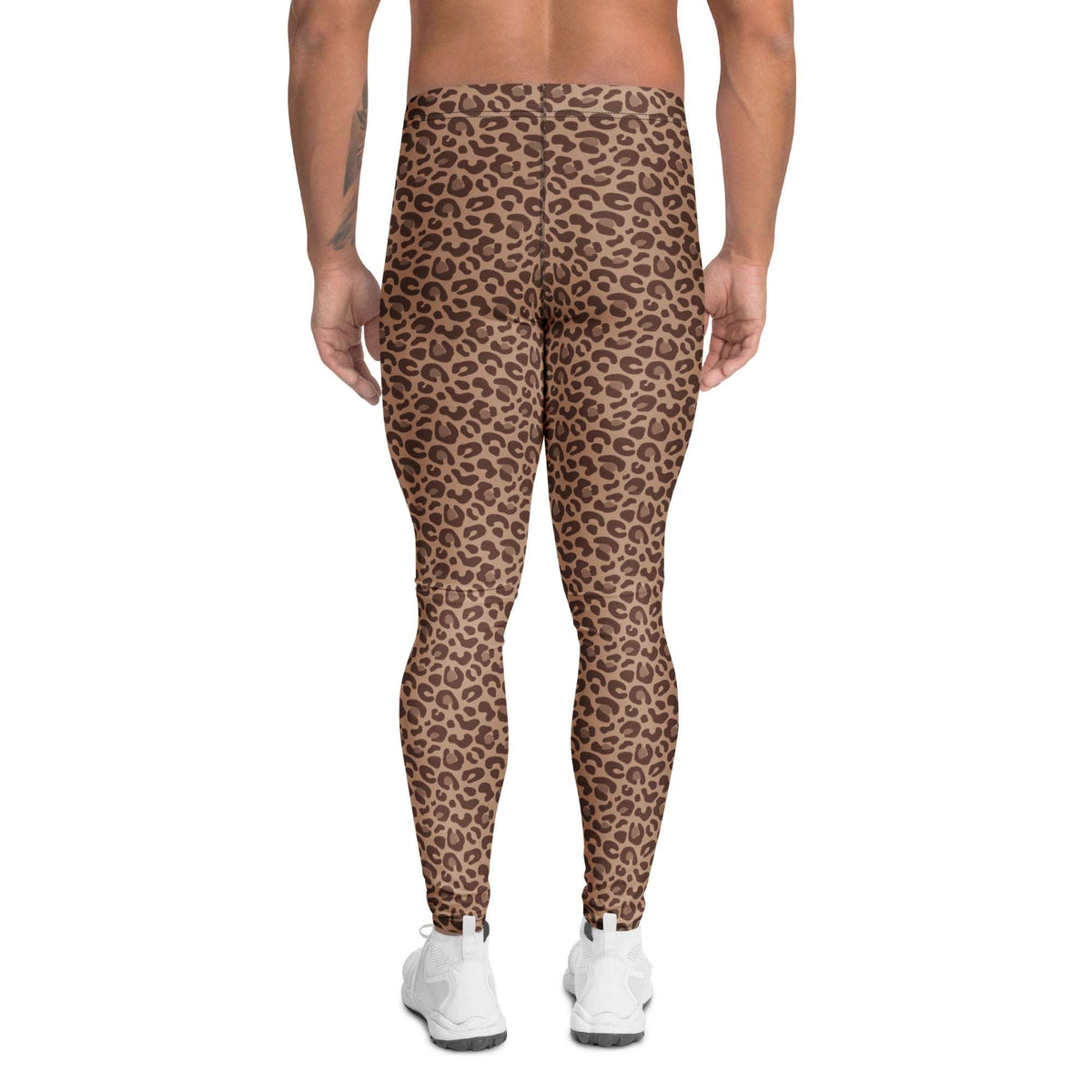 Trendy Bold Brown Leopard Skin Men’s Athletic Leggings for Active Wear