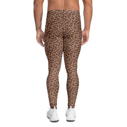 Trendy Bold Brown Leopard Skin Men’s Athletic Leggings for Active Wear