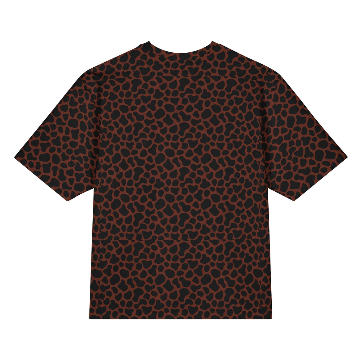 Trendy Brown Giraffe Print Oversized Cotton T-Shirt for Active Wear