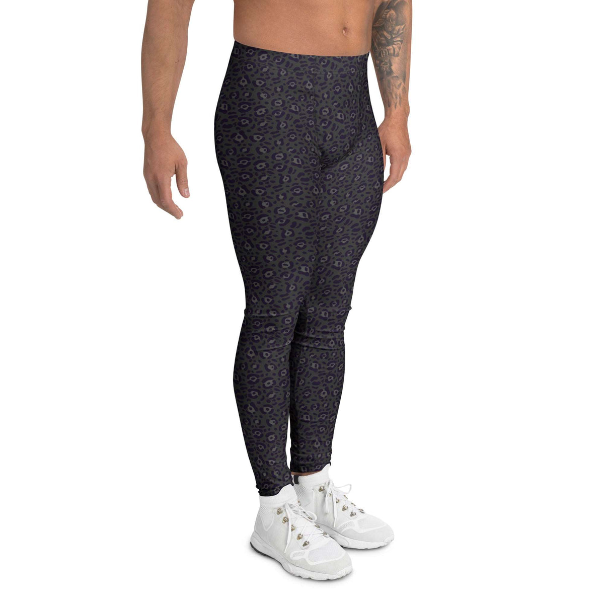 Trendy Men’s Leggings with Bold Black Animal Print