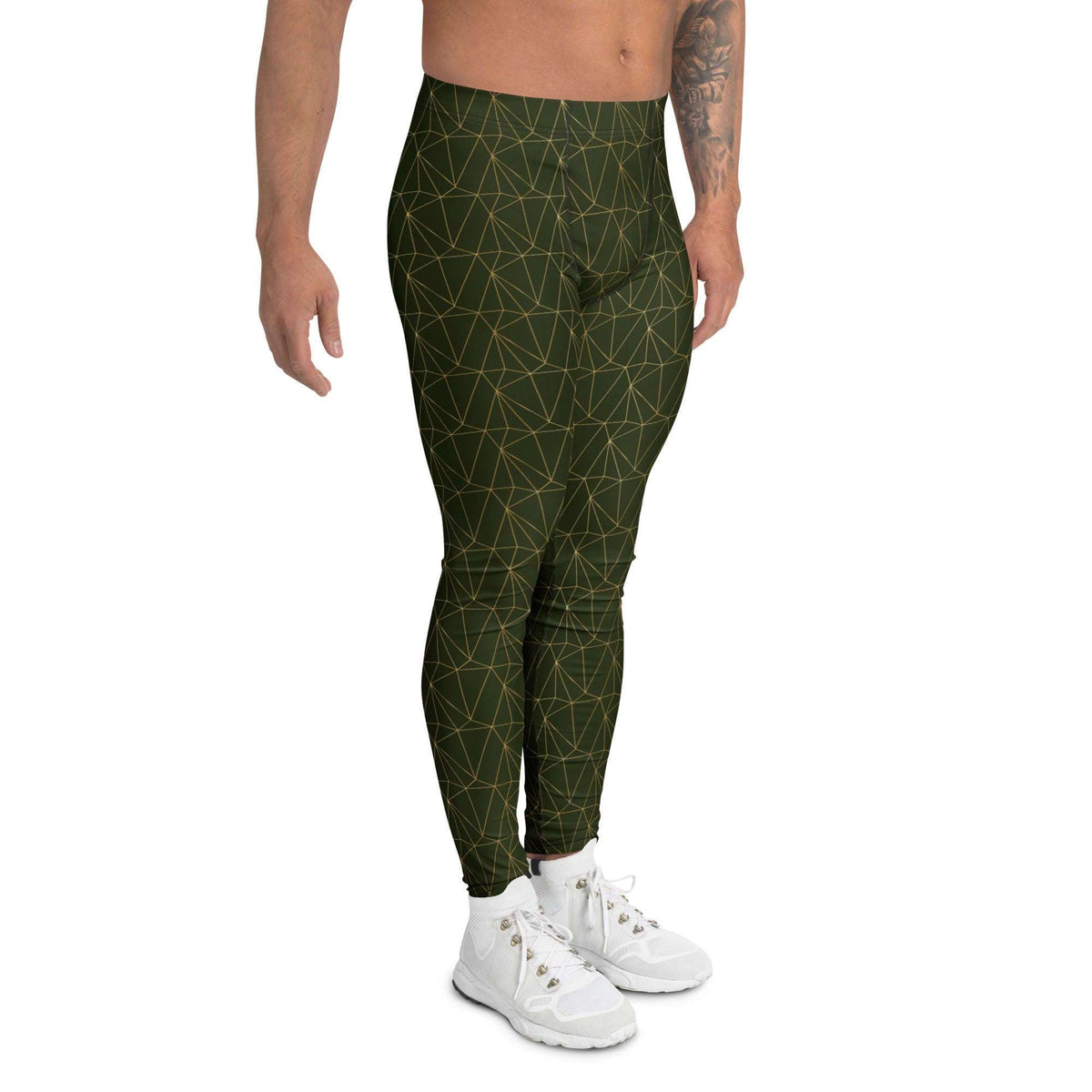 Trendy Retro Geometric Triangles Design Men's Athletic Leggings for Fitness Wear