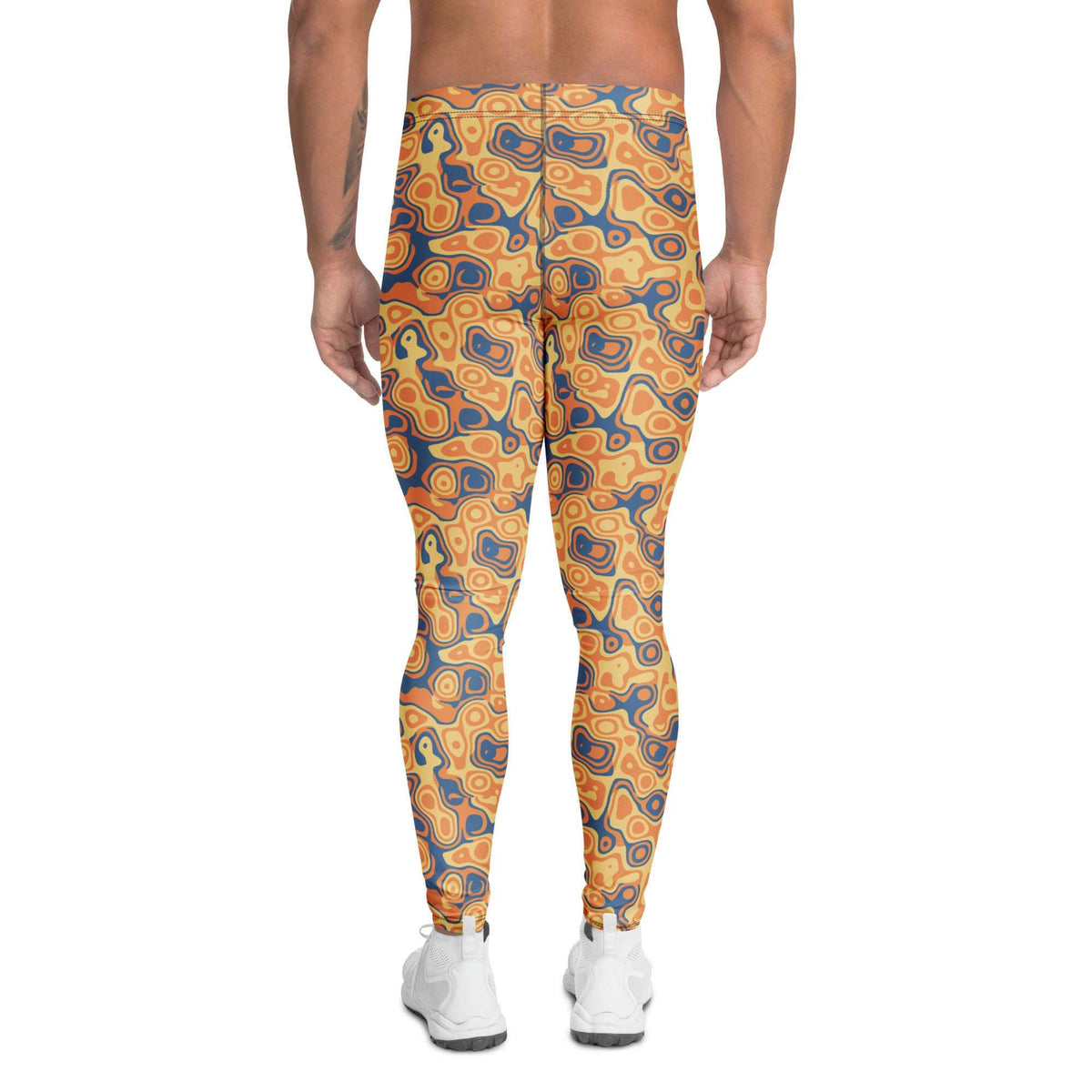 Vibrant Comfortable Bold Retro Rounded Fluid Shapes Men's Athletic Leggings