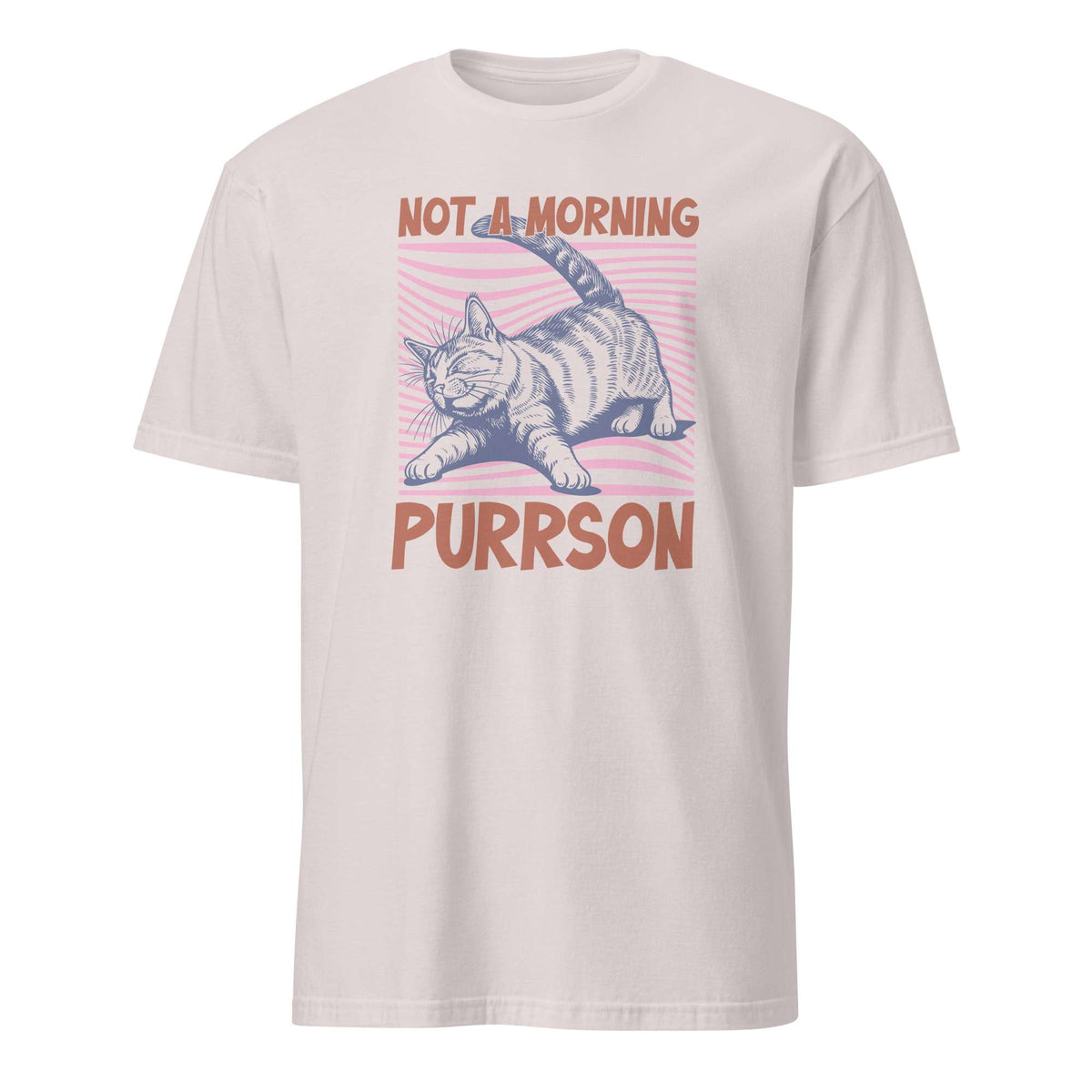 Shop Not a Morning Person Cat Quote Lettering T-Shirt Casual Wear, a humorous everyday style for coffee fans and feline friends. Express your sleepy side with the Not a Morning Person Cat Quote Lettering T-Shirt Casual Wear tee—a fun gift for laid-back cat lovers. You've now found the staple t-shirt of your wardrobe. It's made of 100% ring-spun cotton and is soft and comfy. The double stitching on the neckline and sleeves add more durability to what is sure to be a favorite!
