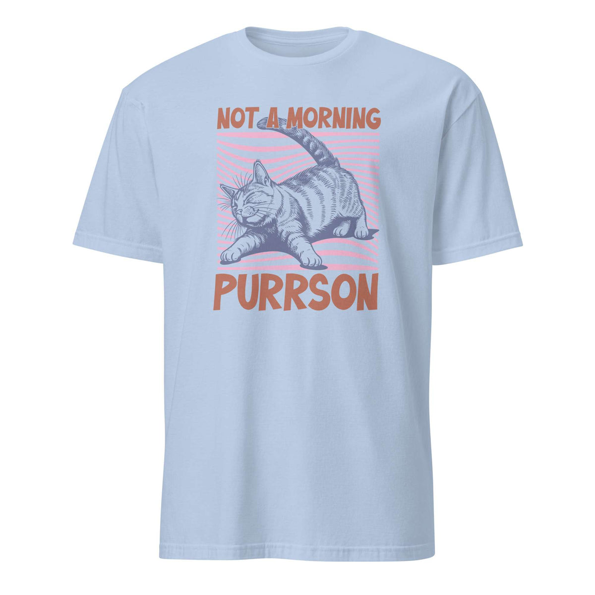 Shop Not a Morning Person Cat Quote Lettering T-Shirt Casual Wear, a humorous everyday style for coffee fans and feline friends. Express your sleepy side with the Not a Morning Person Cat Quote Lettering T-Shirt Casual Wear tee—a fun gift for laid-back cat lovers. You've now found the staple t-shirt of your wardrobe. It's made of 100% ring-spun cotton and is soft and comfy. The double stitching on the neckline and sleeves add more durability to what is sure to be a favorite!
