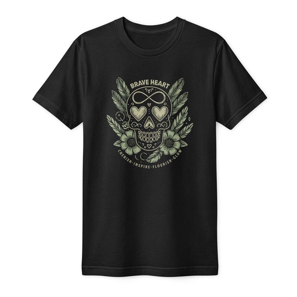 Brave Heart Floral Sugar Skull Graphic T-Shirt Casual Wear Express your bold style with the Brave Heart Floral Sugar Skull Graphic T-Shirt Casual Wear, featuring vivid artistic detail and everyday comfort. Shop Brave Heart Floral Sugar Skull Graphic T-Shirt Casual Wear for a standout everyday look with floral artwork and a relaxed casual feel. Buy Brave Heart Floral Sugar Skull Graphic T-Shirt Casual Wear, a statement tee that adds artistic floral detail to your wardrobe.