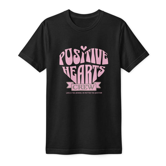 Buy Positive Hearts Crew Lettering Graphic T-Shirt, designed to add a feel-good graphic touch to your casual wardrobe. Show your upbeat style with the Positive Hearts Crew Lettering Graphic T-Shirt Casual Wear, a cheerful choice for relaxed everyday outfits. Spread good vibes in the Positive Hearts Crew Lettering Graphic T-Shirt, featuring a cheerful design for casual, everyday comfort.